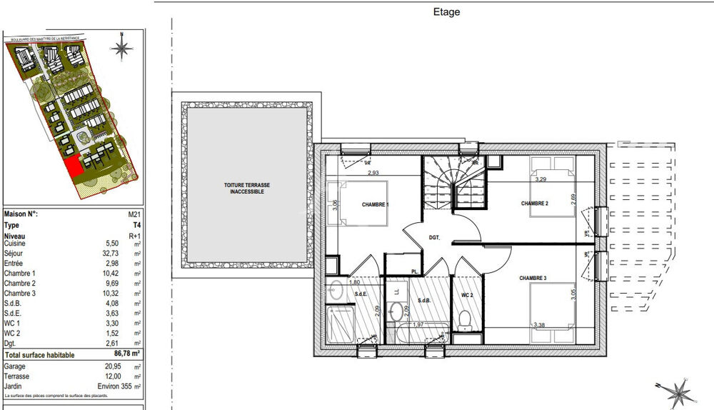 A VENDRE MAISON T4 DE 86,78m² avec GARAGE DISPONIBLE DE SUITE