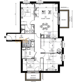  Appartement � vendre 5 pi�ces 98 m�