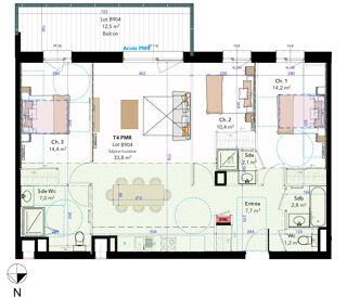  Appartement � vendre 3 pi�ces 58 m�