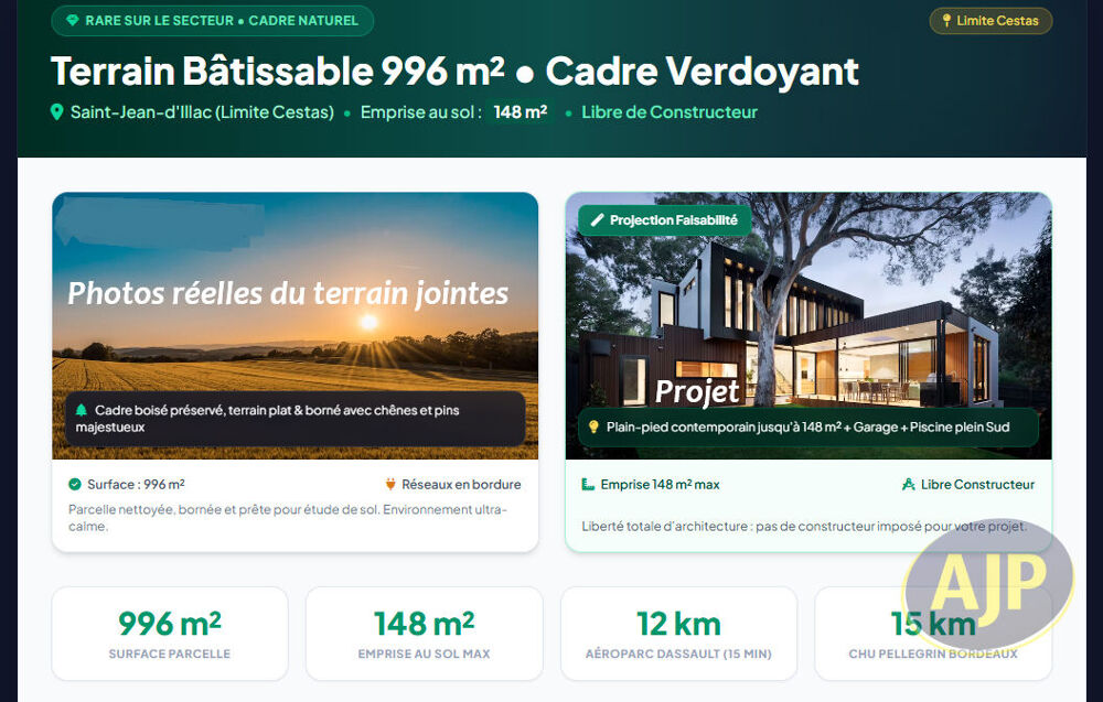 Vente Terrain Terrain St Jean d'illac proche Cestas Saint jean d illac
