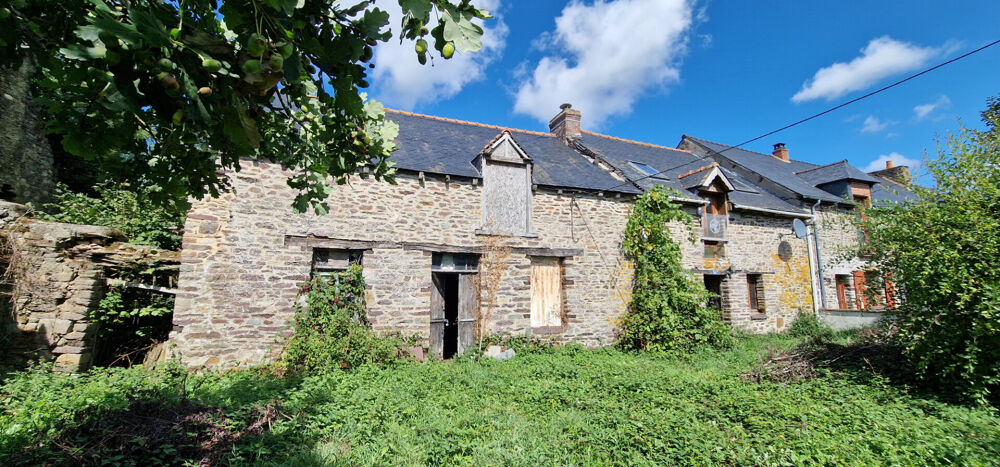 MORBIHAN Maison en pierre, 3 chambres avec maison en pierre attenante à rénover, grand jardin, parking, environnement calme