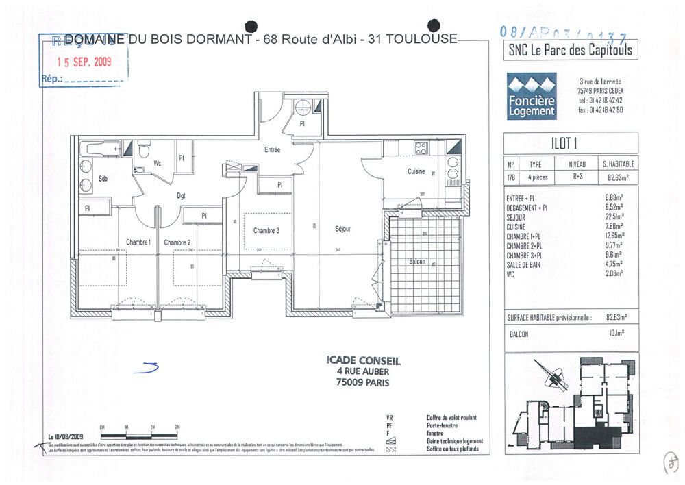 Location Appartement Toulouse Croix Daurade 31200 ,Agréable T4 Récent de 82.63m² -Cuisine séparée  terrasse de 10.1m² SANS FRAIS d'AGENCE 2 parking s Toulouse