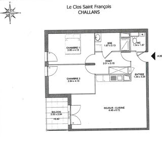  Appartement � louer 3 pi�ces 66 m�