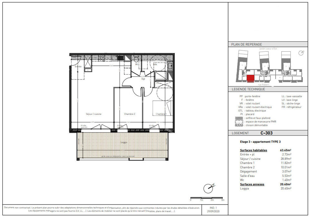 Appartement Type 3 à 5 min de l'hyper centre dernier étage et terrasse 20 m²