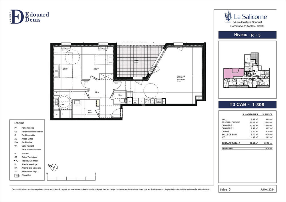 Vente Appartement Appartement Etaples 3 pièces + cabine 82m² + terrasse 15m² Etaples