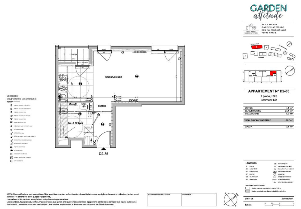 Location Appartement Appartement  - 1 pièce 36.70 m² Massy