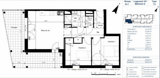  Appartement à vendre 3 pièces 1 m²
