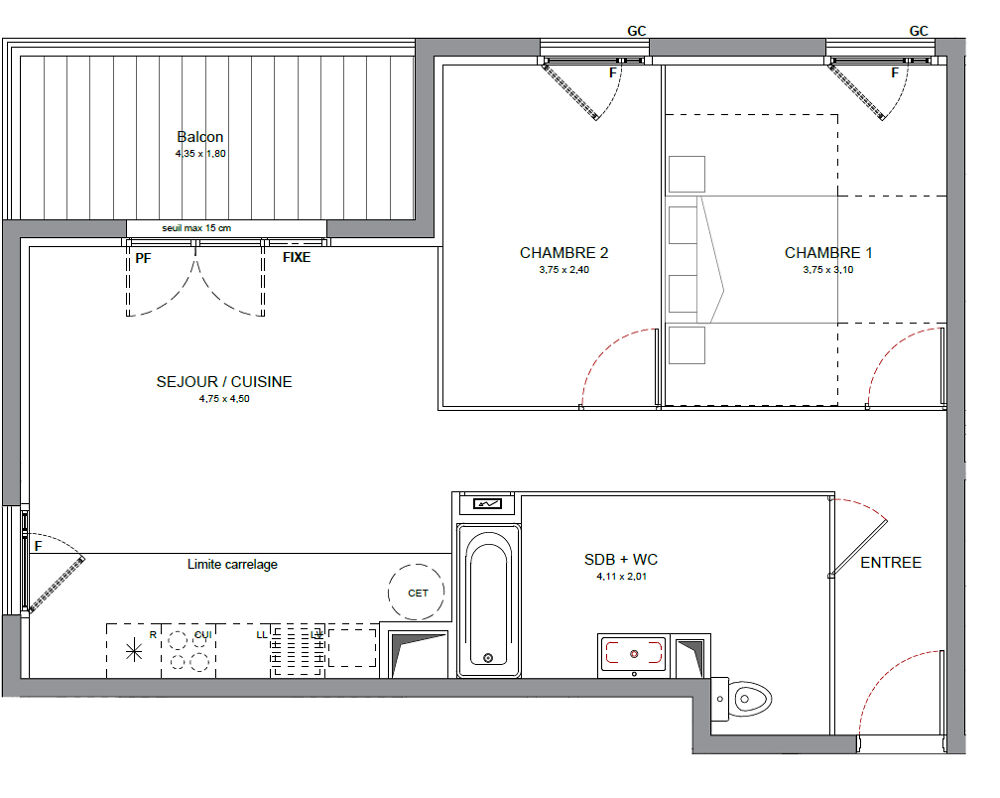 Vente Appartement Appartement Saint Nazaire 3 pièce(s) 58.76 m2 Saint nazaire