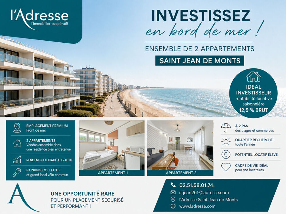 Appartement 3 pièces 59 m² · à Saint Jean de Monts · 59 m² · 168 000 €