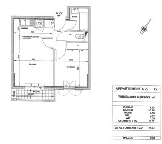  Appartement à vendre 2 pièces 36 m²