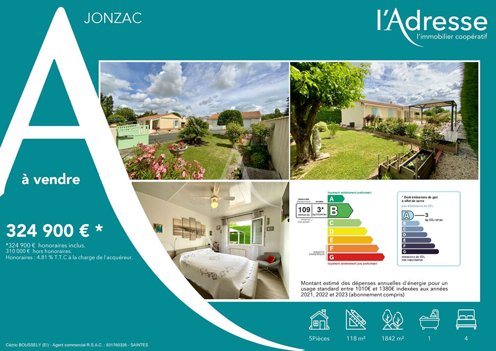 Vente Maison Charmante maison de plain-pied  proche de Jonzac et grand garage Jonzac