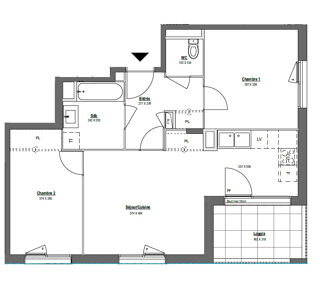  Appartement � vendre 3 pi�ces 61 m�