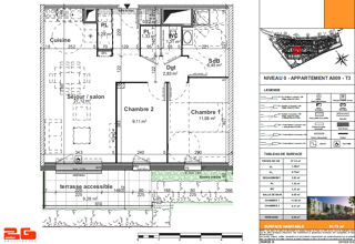  Appartement � vendre 3 pi�ces 62 m�