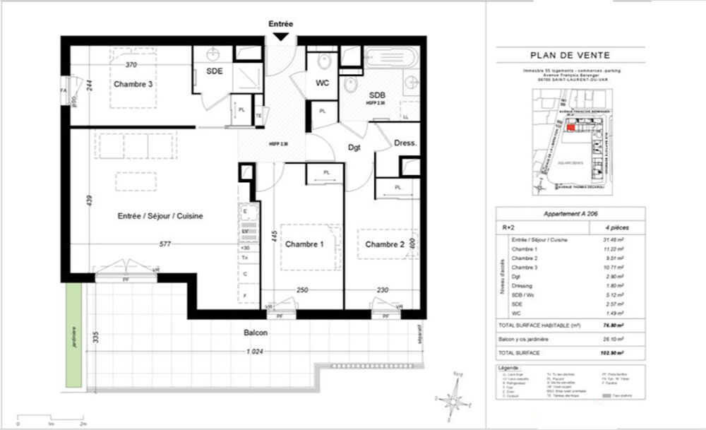 Vente Appartement 3 PIECES BALCON COEUR DE VILLE Saint laurent du var