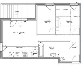  Appartement � vendre 3 pi�ces 59 m�