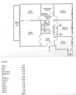  Appartement à vendre 4 pièces 83 m²