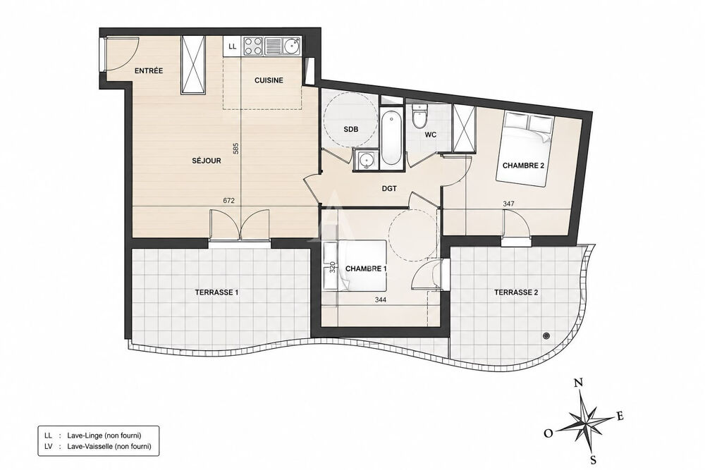31300 TOULOUSE : Appartement T3 65m² + 2 terrasses + parking en sous-sol