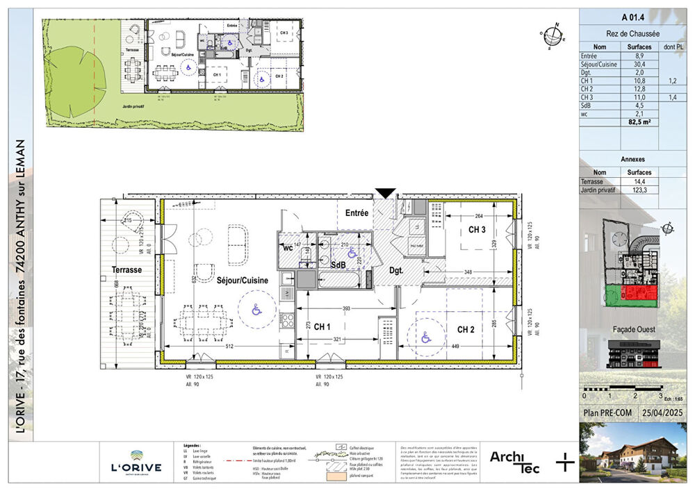 L'ORIVE - ANTHY SUR LÉMAN - T4 de 82.50m² RDJ
