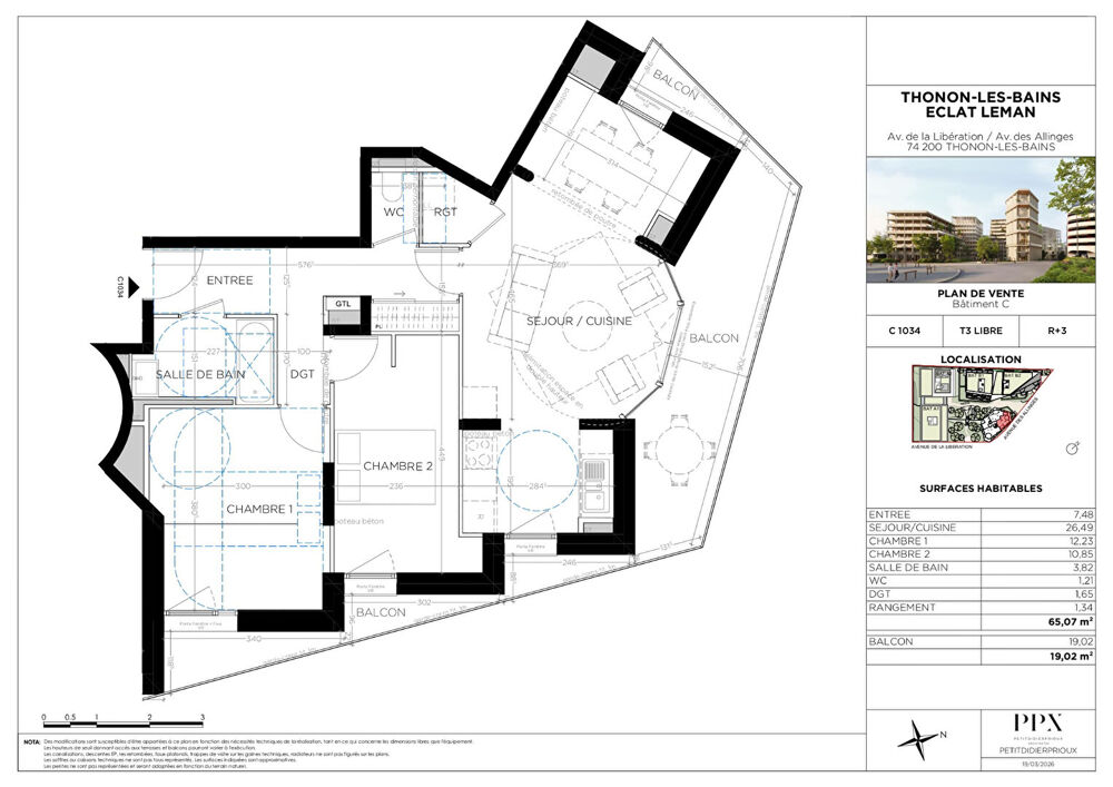 THONON LES BAINS - Appartement T3 - 65.07m²