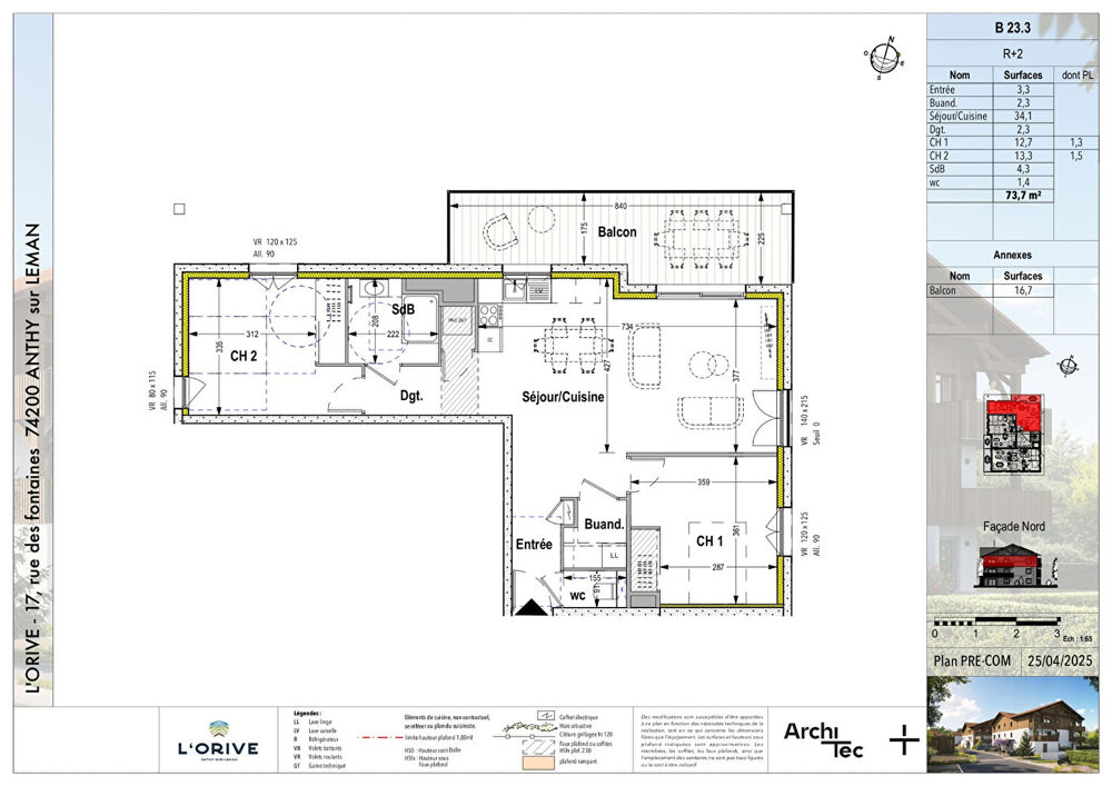 L'ORIVE - ANTHY SUR LÉMAN - T3 de 73.70m²