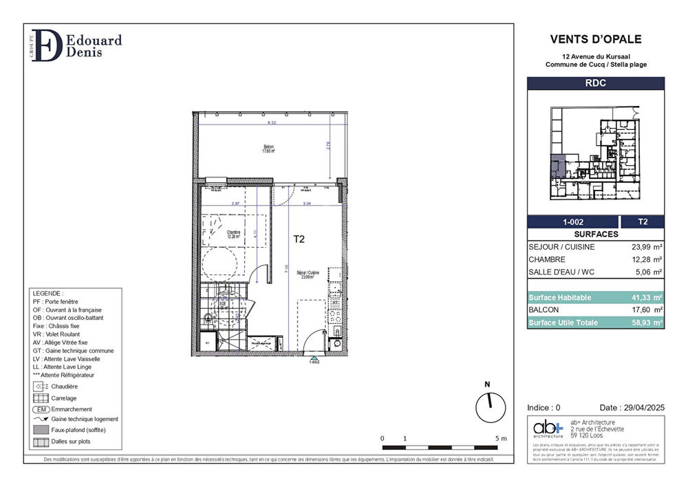 Appartement Stella 2 pièces 41.33 m² proche plage