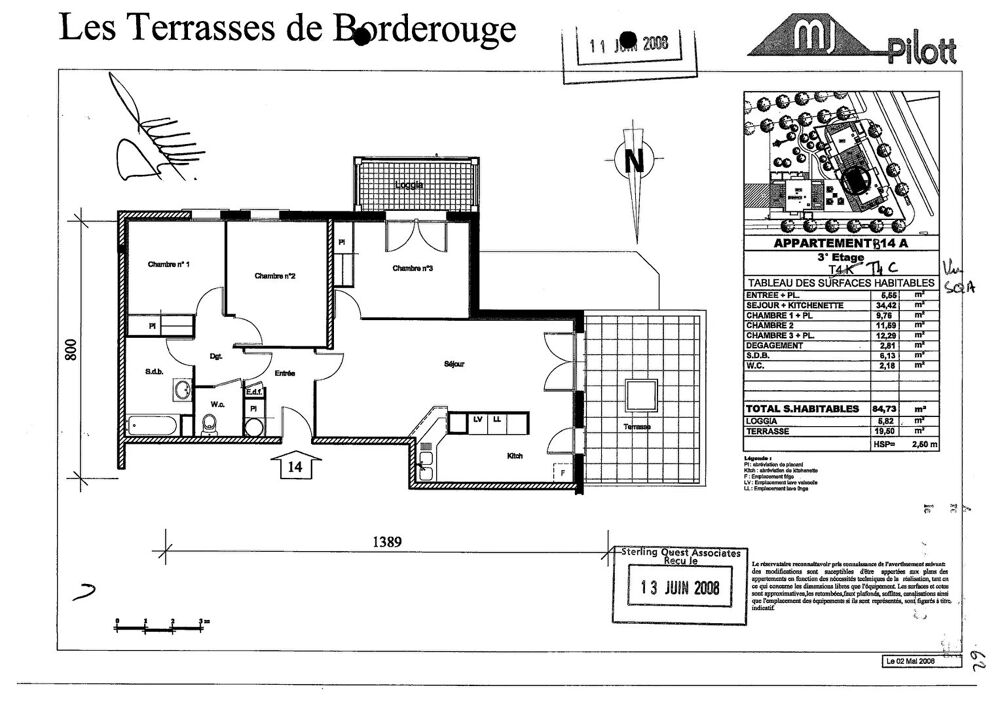 Location Appartement Toulouse 31200 Métro BORDEROUGE SANS FRAIS AGENCE  Agréable T4 Récent de 84.73m² ,Terrasse de 19.50m² + loggia chambre de 5.82m² Toulouse