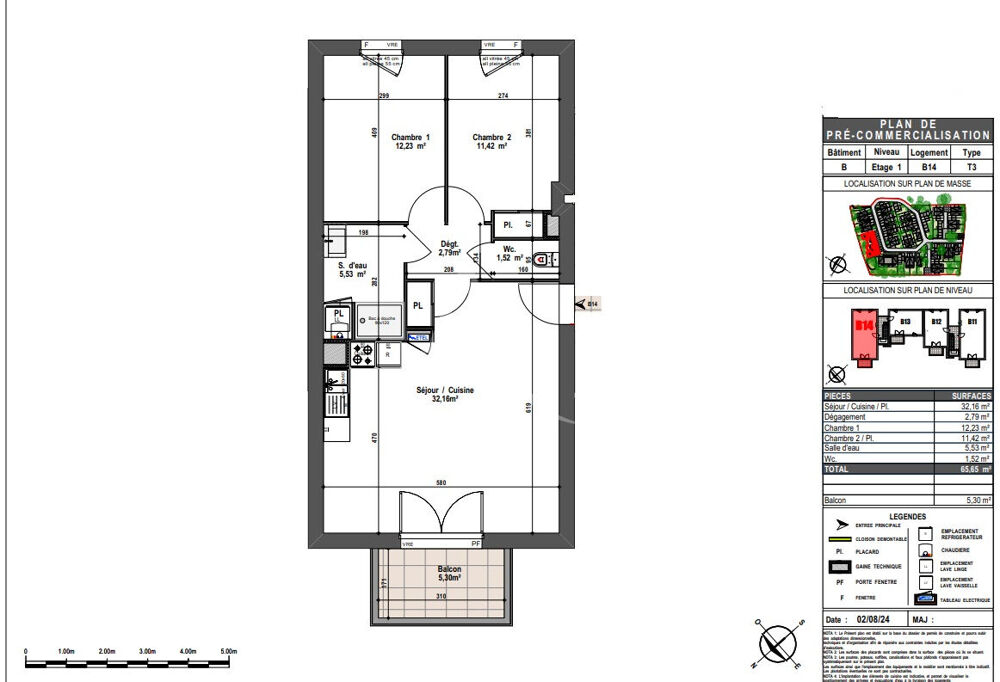 Vente Appartement T3 avec Balcon à Vendre  sur le Quartier Lafayette- Eblé à ANGERS Angers
