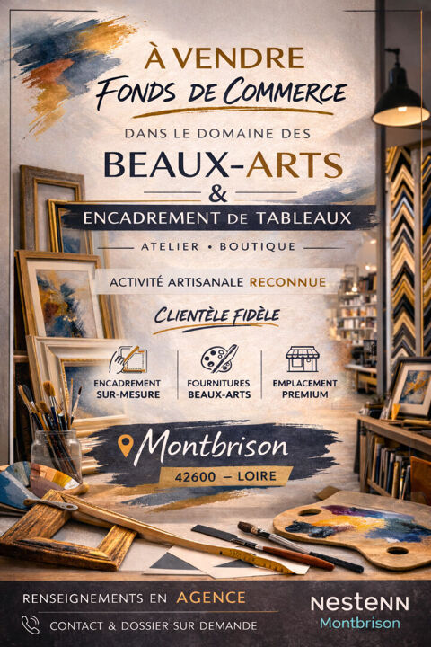Fonds de commerce Beaux Arts - encadrement et loisirs cr&eacute;atifs - Montbrison 42600 - 300 m&sup2; 25000 42600 Montbrison
