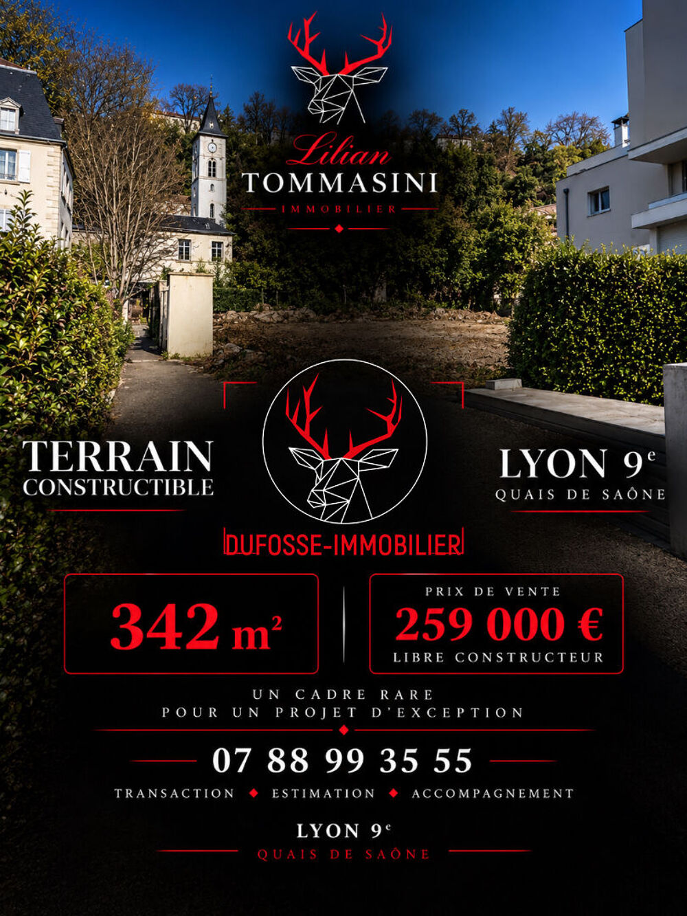 Vente Terrain Terrain constructible 342 m² Lyon 9e Proche quais de Saône Lyon 9