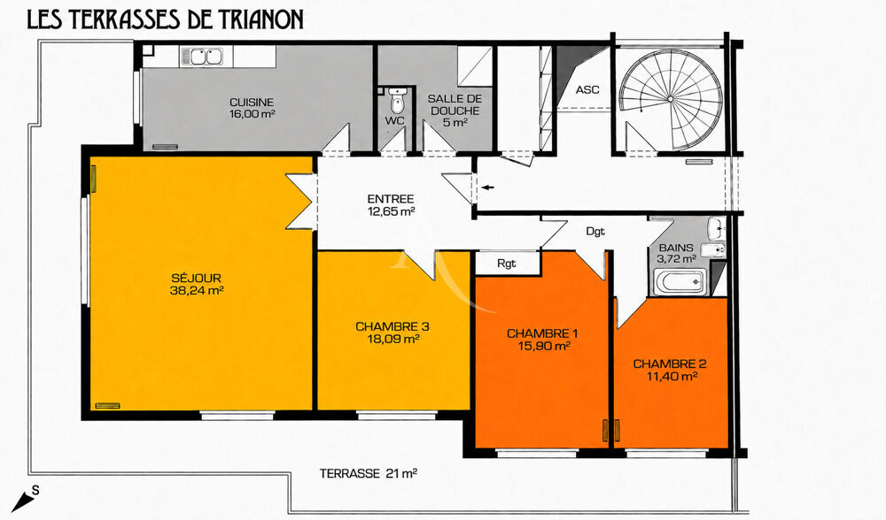Vente Appartement Tours  Nord -Loire - Terrasse avec vue  - Appartement 4 pièce(s) 126.03 m2 Tours