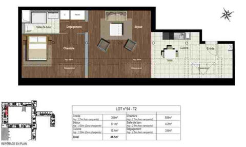  Appartement � louer 2 pi�ces 45 m�