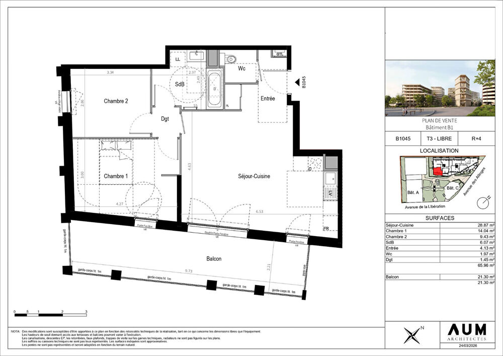 THONON LES BAINS - Appartement T3 - 65.96m²