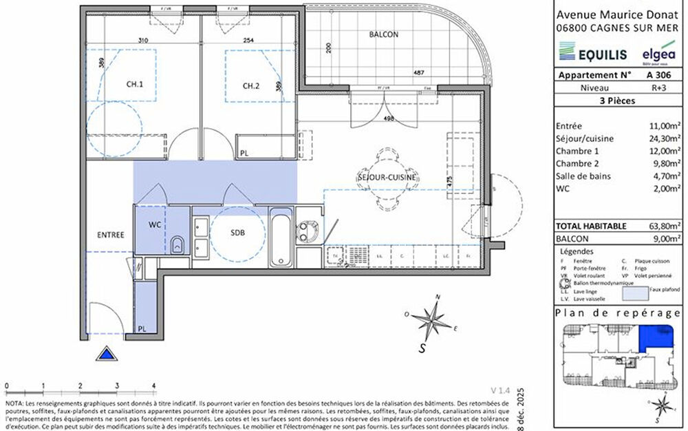APPARTEMENT 3 PIECES DERNIER ETAGE CAGNES SUR MER