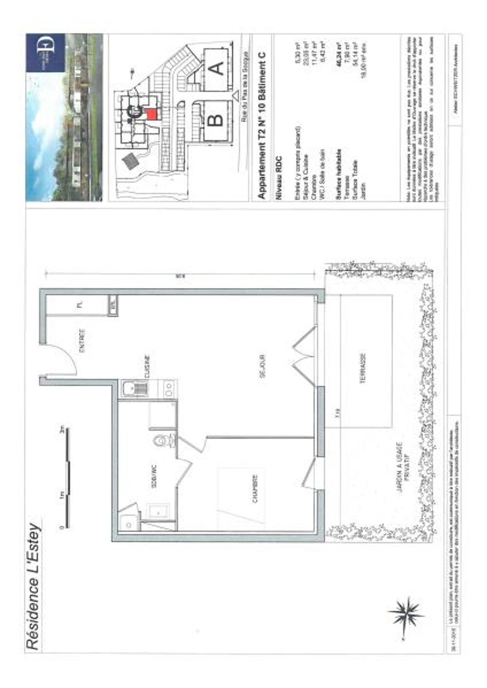 Location Appartement RESIDENCE L'ESTEY - Appt C06 - T2 de 46.04 m² Audenge
