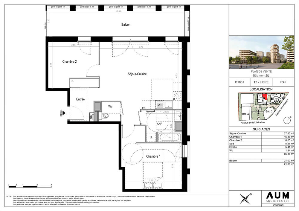 THONON LES BAINS - Appartement T3 - 66.18m²