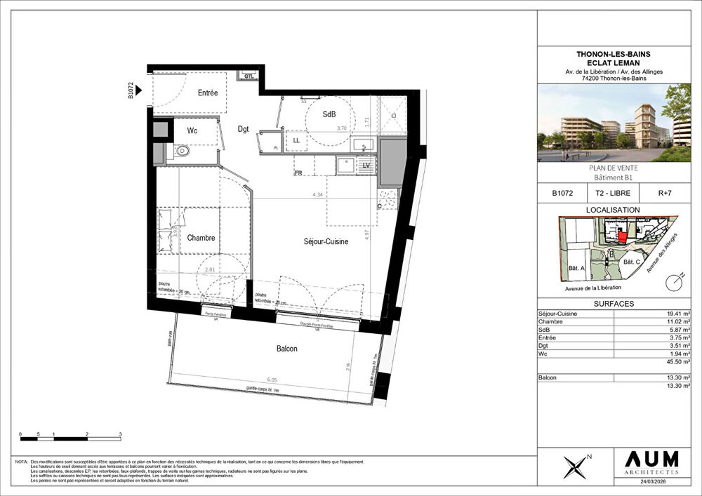 THONON LES BAINS - Appartement T2 - 45.5m²