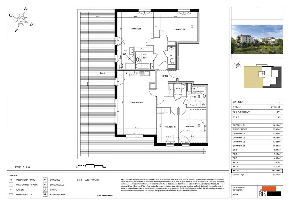 SCIEZ - Appartement attique T5 - 123.24m²