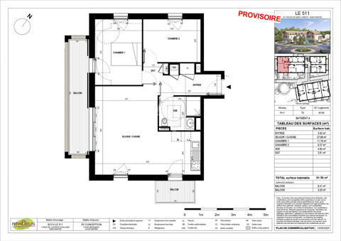  Appartement � vendre 3 pi�ces 62 m�