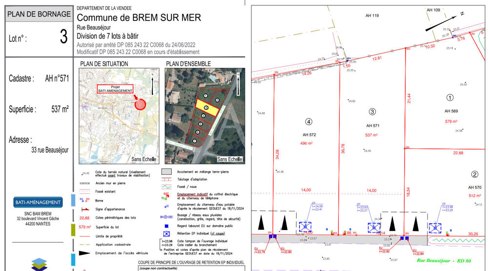Vente Terrain TERRAIN A BATIR Brem sur mer