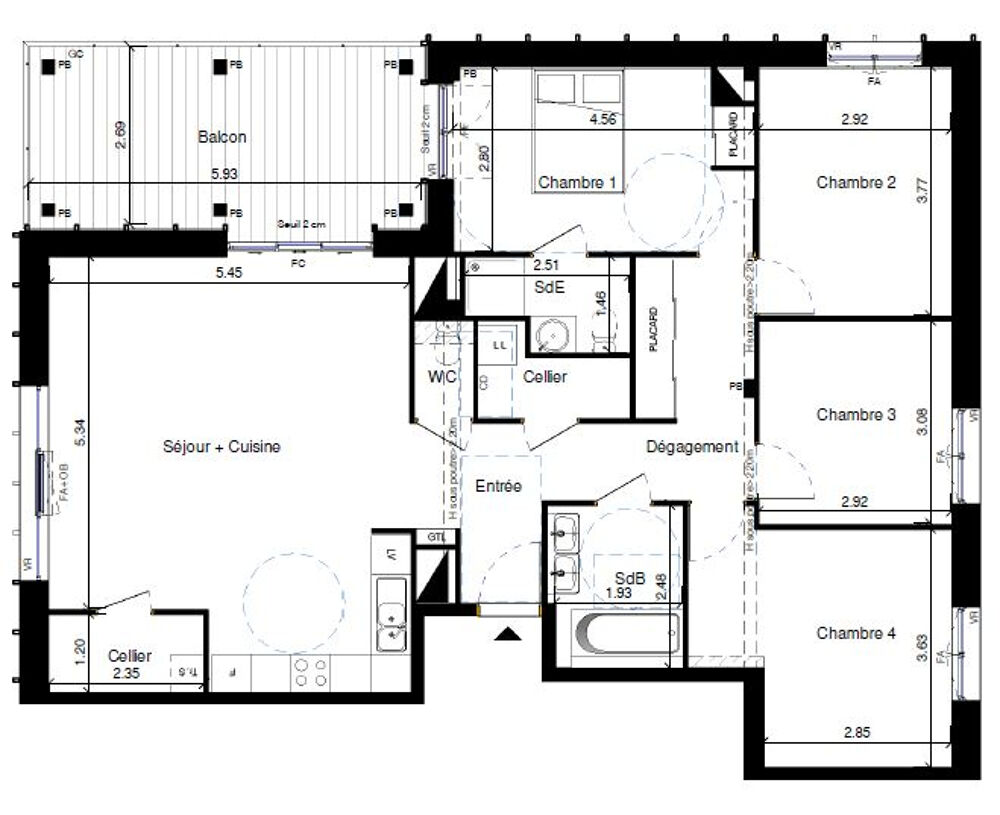 Vente Appartement RENNES Baud Chardonnet - T5 de 105 m avec terrasse et 2 parkings Rennes