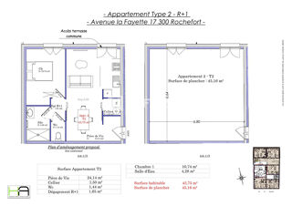  Appartement  vendre 2 pices 44 m