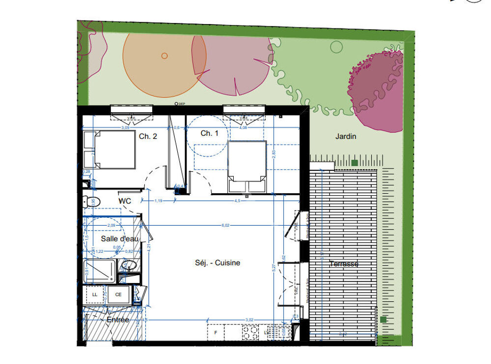 Vente Appartement NARBONNE - T3 Neuf en rez-de-jardin avec parking (Jardin 66m² incluant terrasse) Narbonne