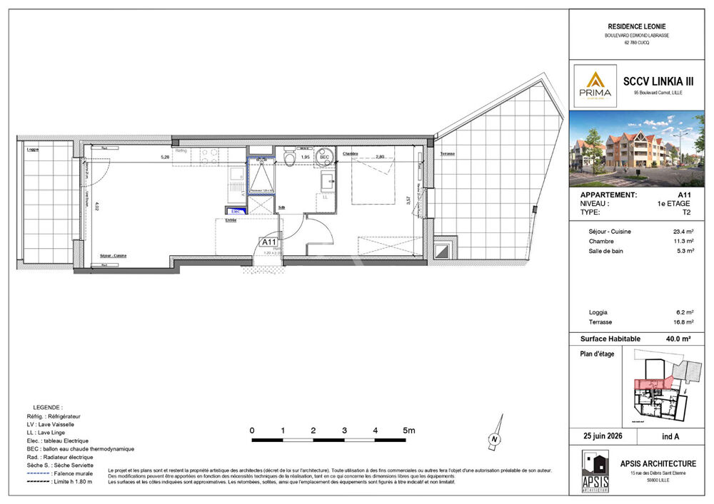 Appartement Stella 2 pièces 40m² terrasse de 16.8m²