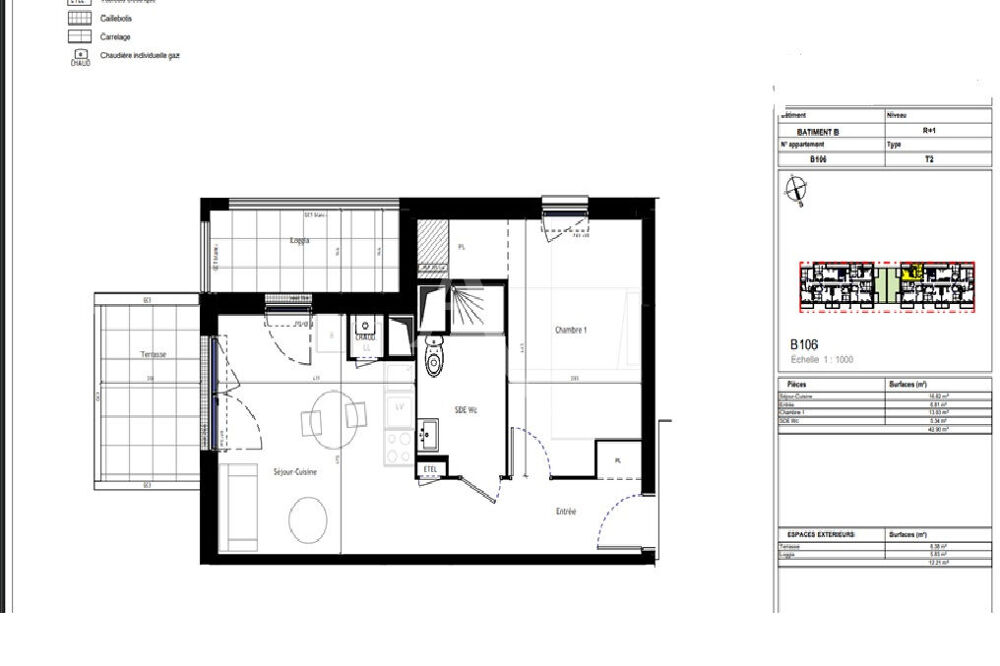 Appartement T2 avec terrasse et loggia en plein coeur de la ville