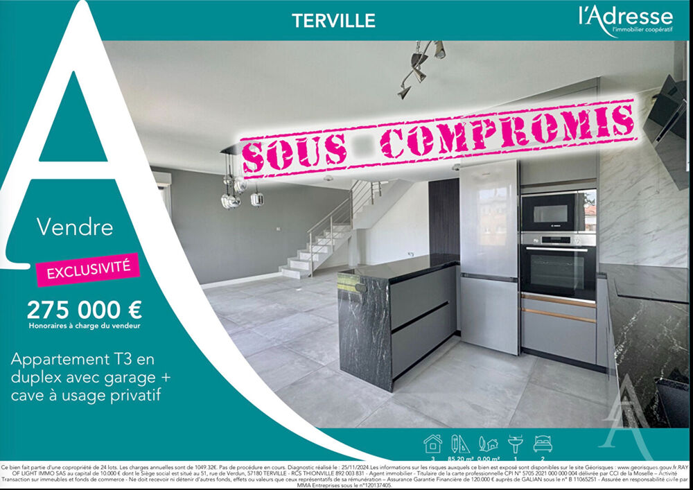 Magnifique Duplex T3 de 85,15 m² avec son garage + son parking + sa cave