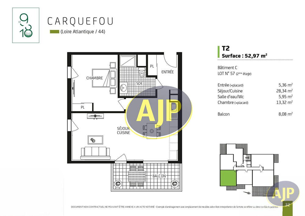 Carquefou Appartement T2 Bien orienté.