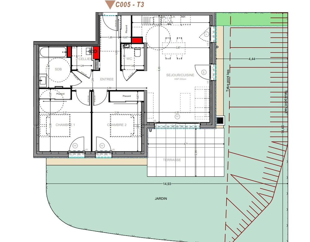 YVOIRE - T3 de 70.54m² en rez de jardin (107.71m²)