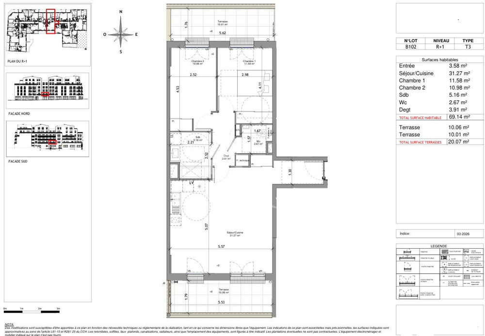 Vente Appartement A vendre T3  de 69,14m² avec deux terrasses - Secteur Belle Beille à ANGERS Angers