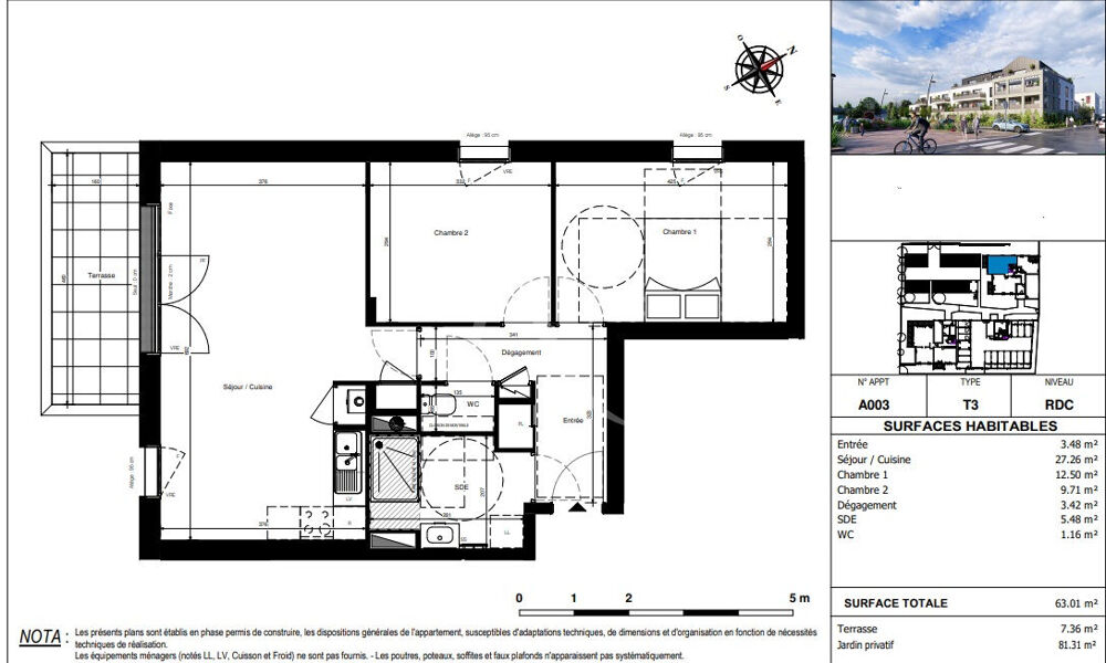 A VENDRE Appartement de type 3 avec jardin privatif- Disponible de suite