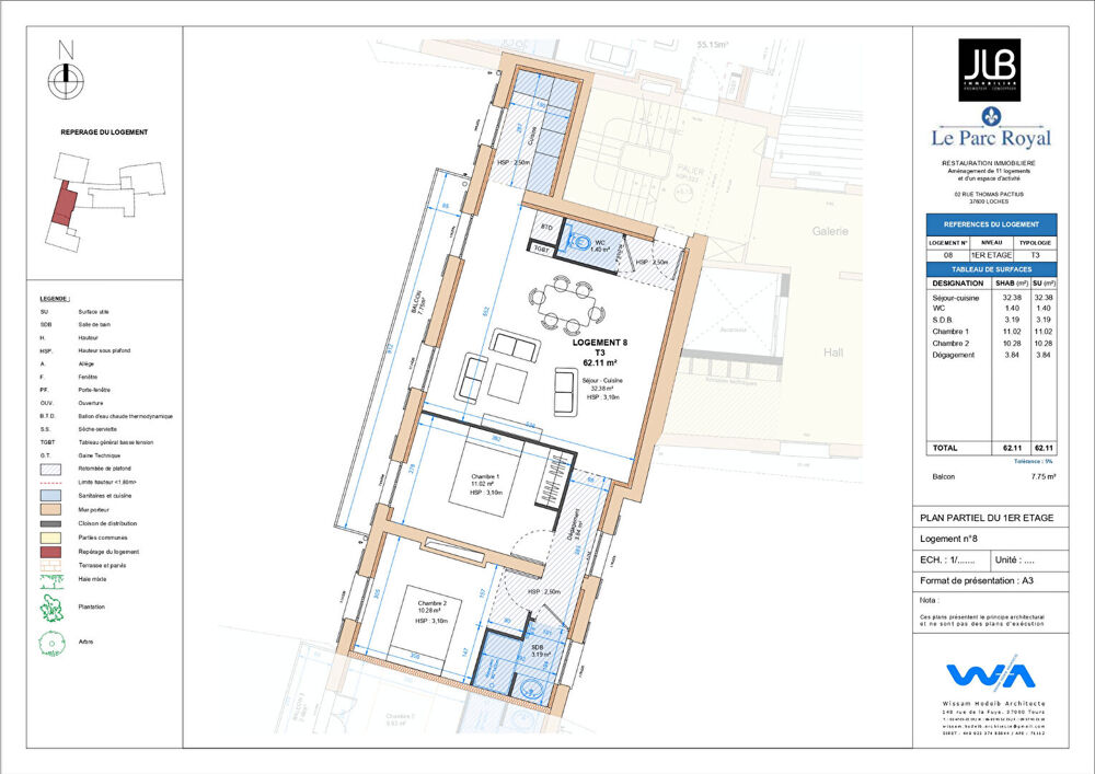 Vente Appartement Appartement Loches 3 pièce(s) 62.47m2  - Loches